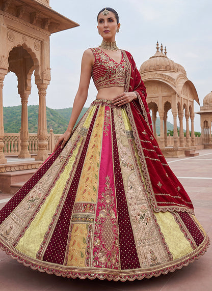 Multi Color Silk Embroidery Work Wedding Wear Lehenga Choli SW249306