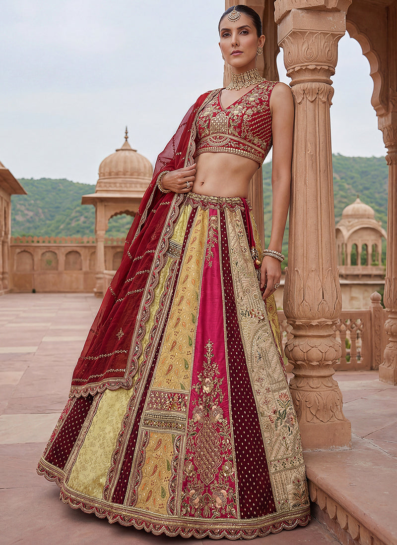 Multi Color Silk Embroidery Work Wedding Wear Lehenga Choli SW249306