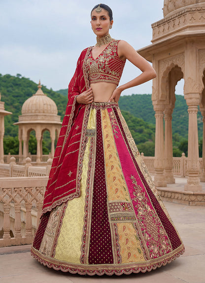 Multi Color Silk Embroidery Work Wedding Wear Lehenga Choli SW249306