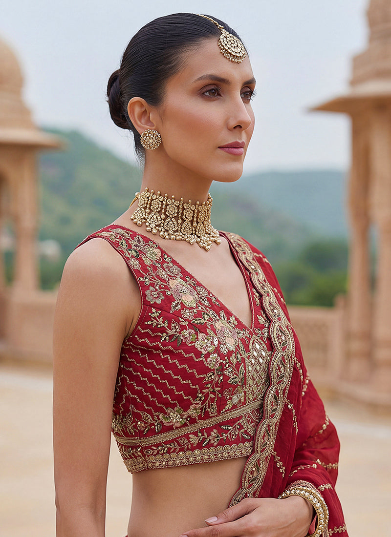 Multi Color Silk Embroidery Work Wedding Wear Lehenga Choli SW249306