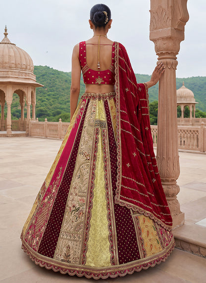Multi Color Silk Embroidery Work Wedding Wear Lehenga Choli SW249306