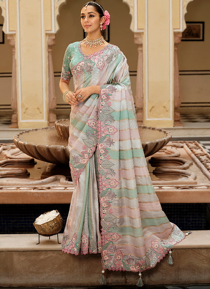 Multi Color Silk Zari Work Wedding Wear Saree SW782774