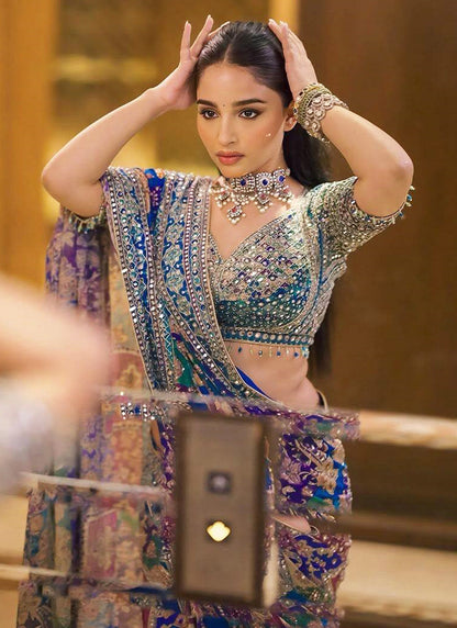 Multi Color Tabby Silk Mirror Work Party Wear Saree SW384157