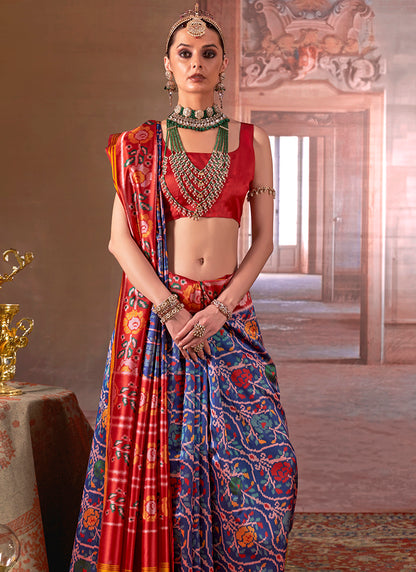 Twill Pv Silk Multi Color Party Wear Printed Work Saree 388398