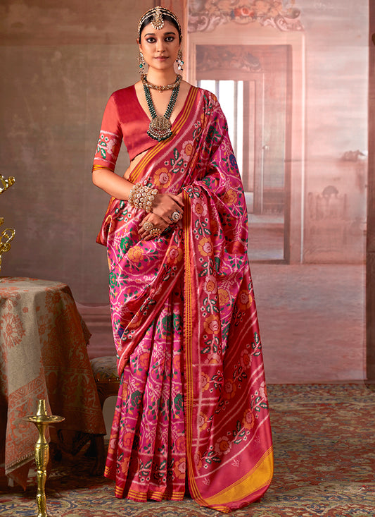 Twill Pv Silk Multi Color Party Wear Printed Work Saree 388400