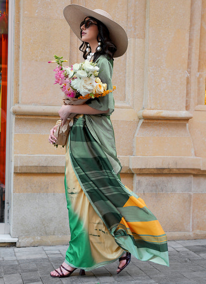 Twill Silk Multi Color Occasional Wear Digital Print Work Designer Saree 388331