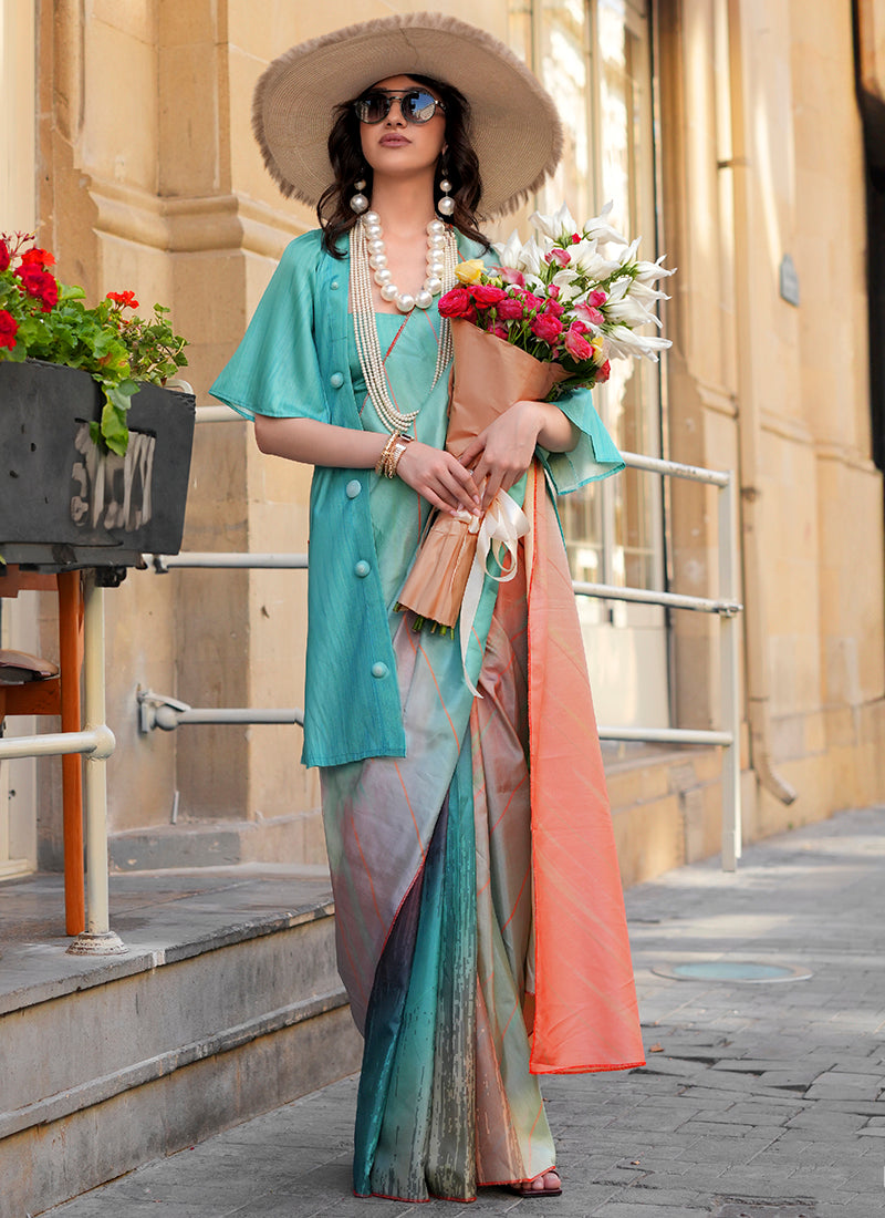 Twill Silk Multi Color Occasional Wear Digital Print Work Designer Saree 388332