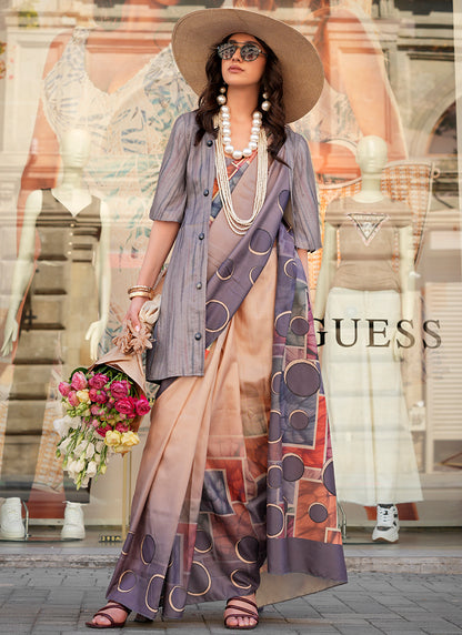 Twill Silk Multi Color Occasional Wear Digital Print Work Designer Saree 388333