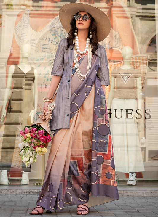 Twill Silk Multi Color Occasional Wear Digital Print Work Designer Saree 388333