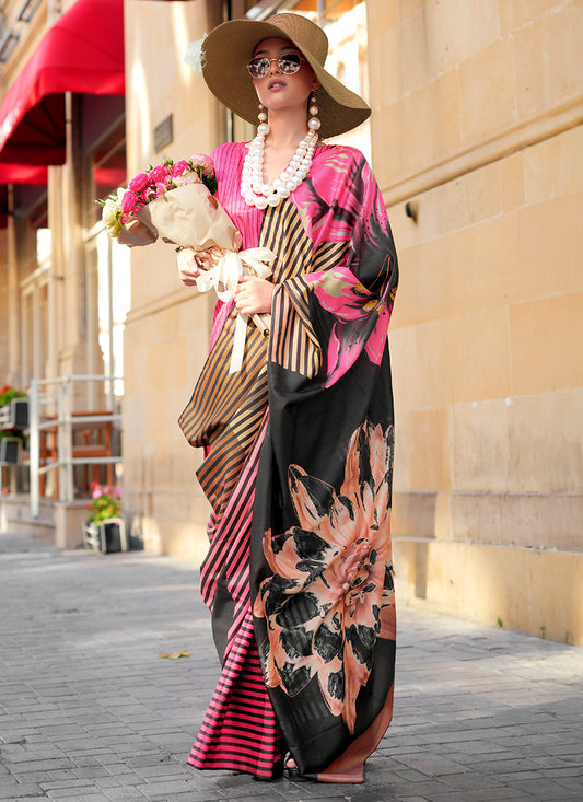 Twill Silk Multi Color Occasional Wear Digital Print Work Designer Saree 388336