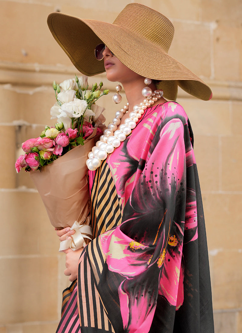 Twill Silk Multi Color Occasional Wear Digital Print Work Designer Saree 388336