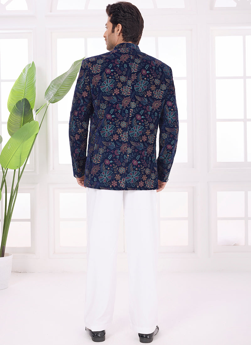 Multi Color Velvet Pattern Pc Work Party Wear Readymade Jodhpuri Suit SW419900