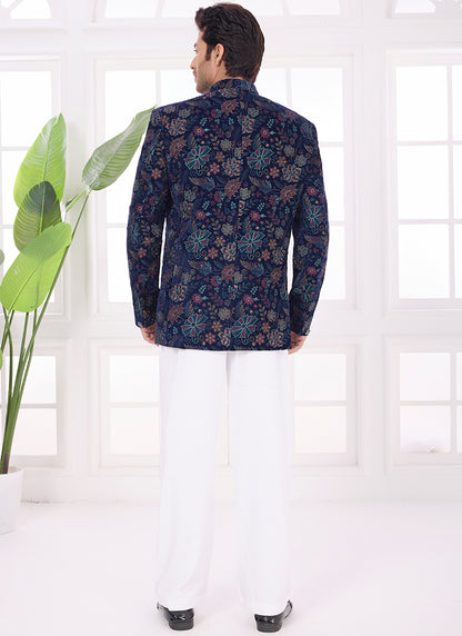 Multi Color Velvet Pattern Pc Work Party Wear Readymade Jodhpuri Suit SW419900