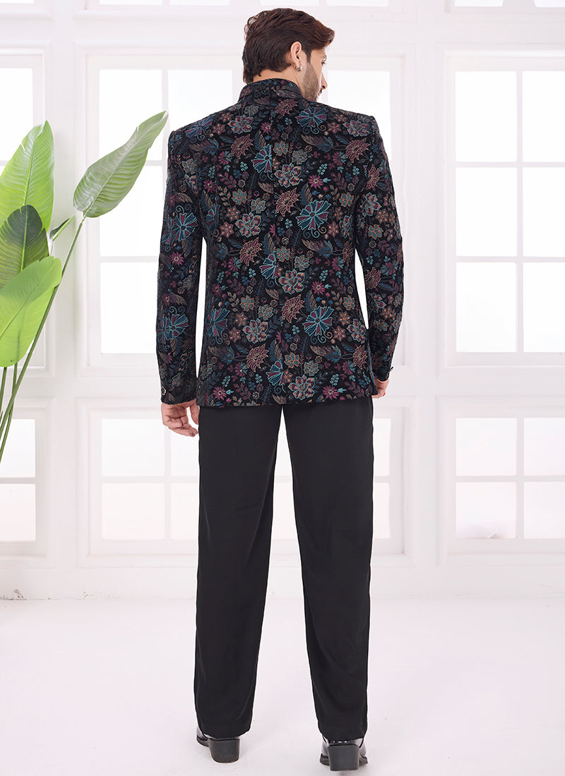 Multi Color Velvet Pattern Pc Work Party Wear Readymade Jodhpuri Suit SW510961