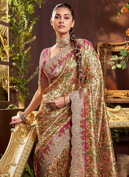 Viscose Silk Multi Color Wedding Wear Weaving Work Wedding Saree 388730