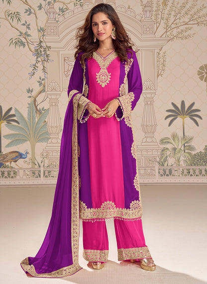 Multi Georgette Embroidery Work Festival Wear Readymade Plazzo Suit SW158085