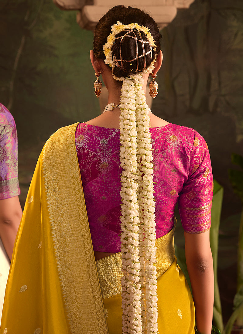 Mustard Dola Silk Weaving Work Occasional Wear Saree SW109095