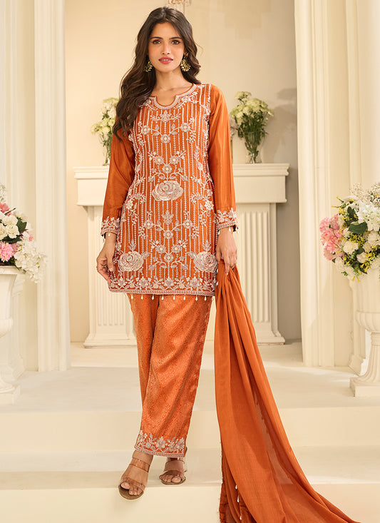 Viscose   Mustard Festival Wear Jacquard Readymade Plazzo Suit 390770
