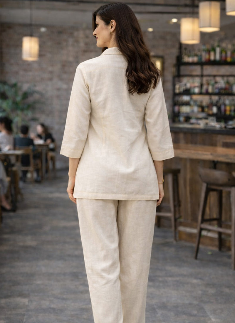 Off White Cotton Thread Work Daily Wear Readymade Cord Set SW332815