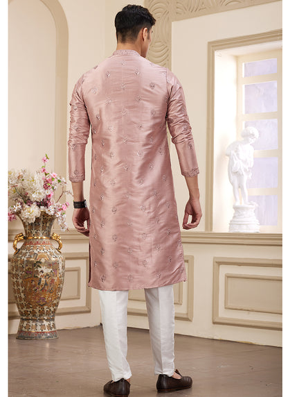 Stylish Olive Art Silk Kurta Pajama for Festive Wear with Sequins Work