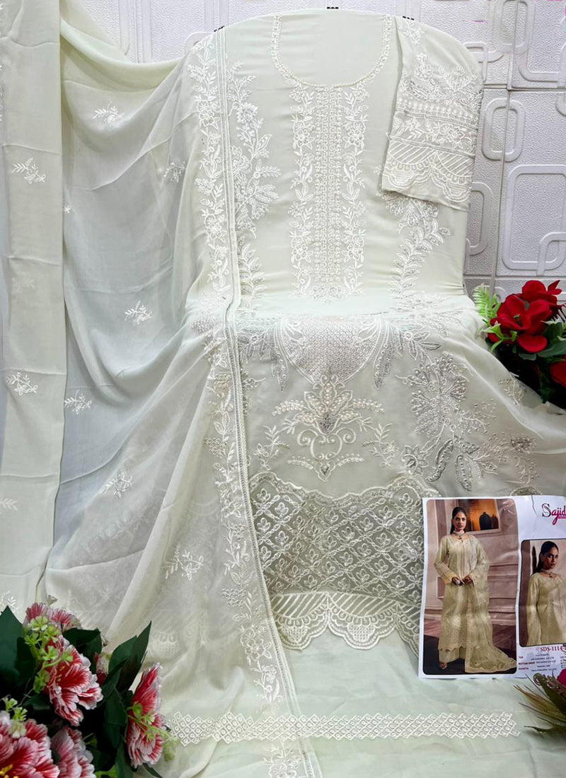 Olive Green Faux Georgette Embroidery Work Eid Wear Pakistani Suit SW687848