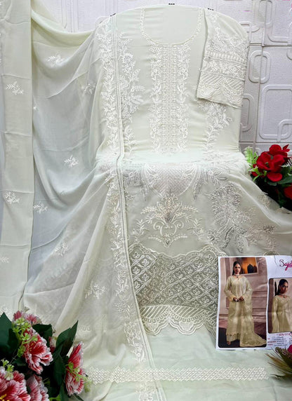 Olive Green Faux Georgette Embroidery Work Eid Wear Pakistani Suit SW687848