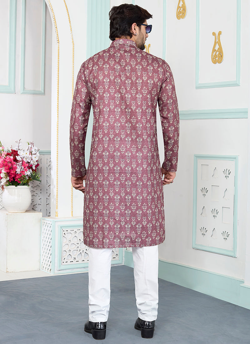 Onion Art Silk Pattern Pcs Festival Wear Readymade Kurta Pajama SW647151