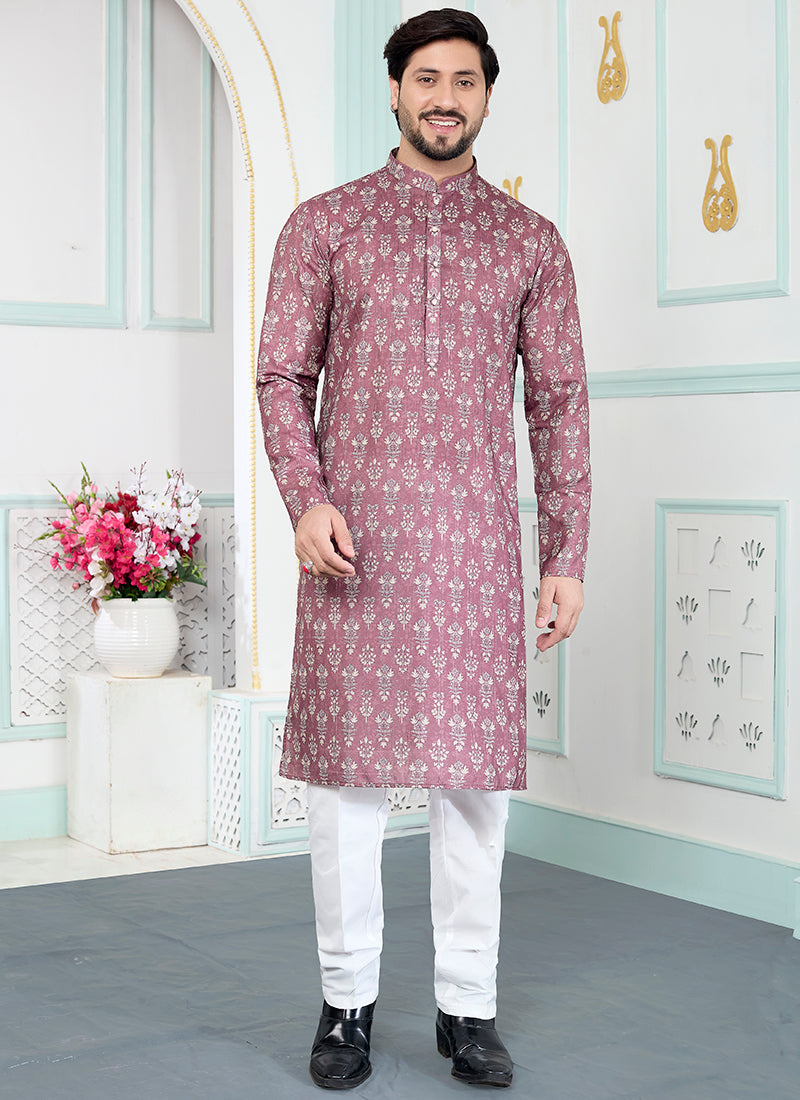 Onion Art Silk Pattern Pcs Festival Wear Readymade Kurta Pajama SW647151