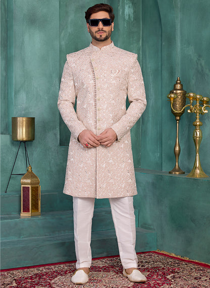 Onion Art Silk Computer Thread Work Party Wear Readymade Sherwani SW816796