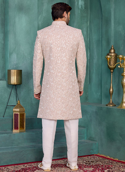 Onion Art Silk Computer Thread Work Party Wear Readymade Sherwani SW816796
