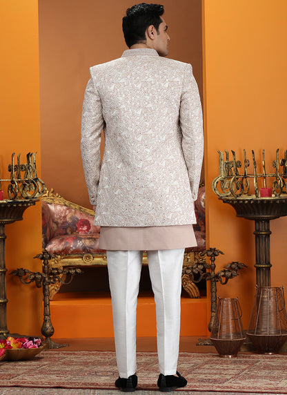 Onion Art Silk Computer Thread Work Wedding Wear Readymade Indowestern Sherwani SW763744