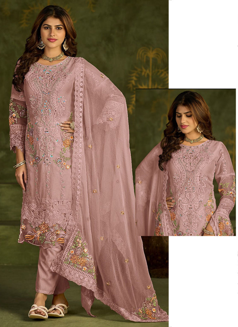 Onion Chiffon Embroidery Work Eid Wear Pakistani Suit SW603252