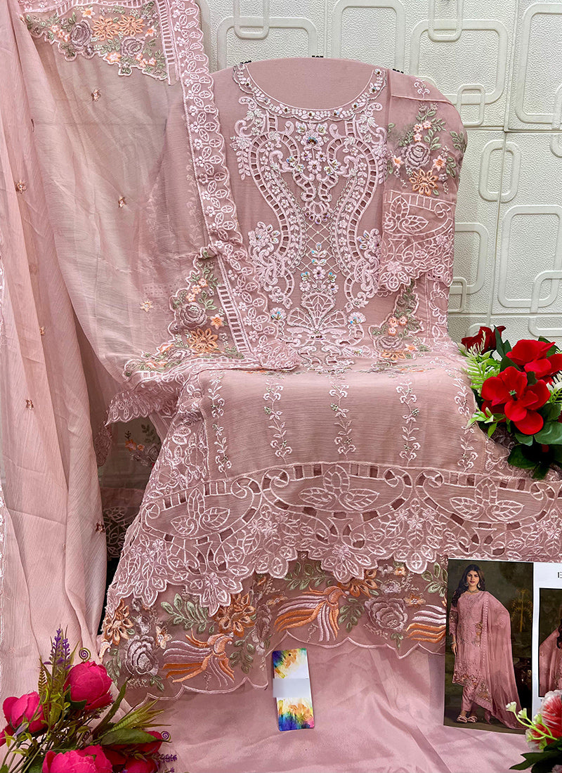 Onion Chiffon Embroidery Work Eid Wear Pakistani Suit SW603252