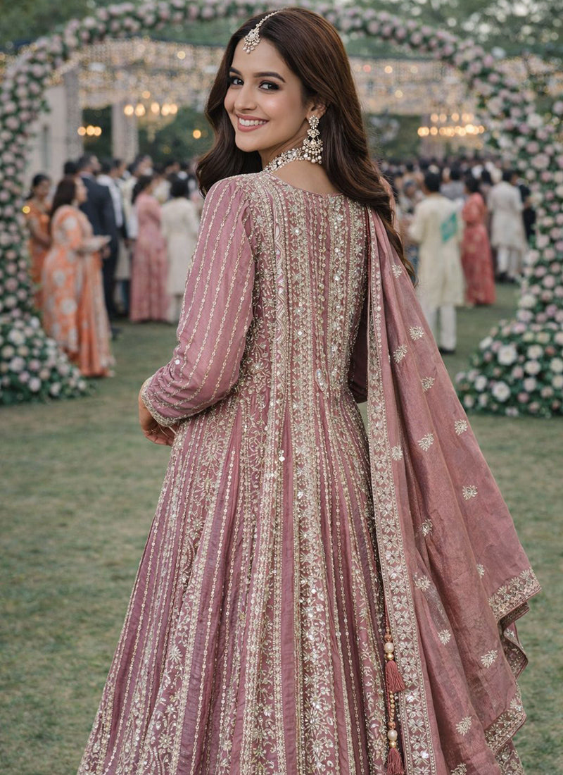 Onion Chinon Silk Embroidery Work Festival Wear Readymade Anarkali Suit SW210067