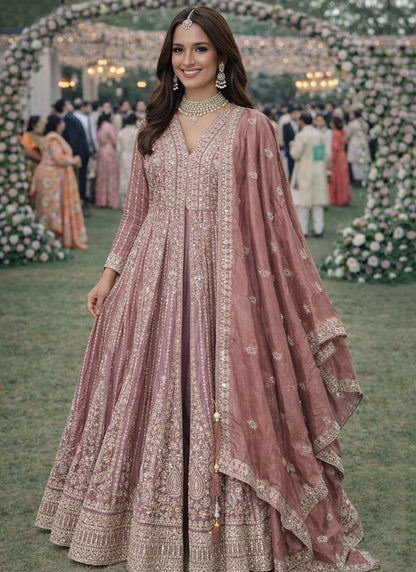 Onion Chinon Silk Embroidery Work Festival Wear Readymade Anarkali Suit SW210067