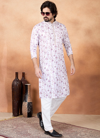 Purple Art Silk Pintux Eid Wear Readymade Kurta Pajama SW715509