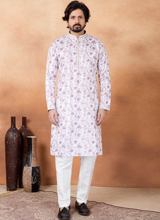 Purple Art Silk Pintux Eid Wear Readymade Kurta Pajama SW715509