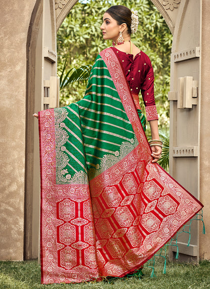 Parrot Green Banarasi Silk Weaving Work Occasional Wear Saree SW644825