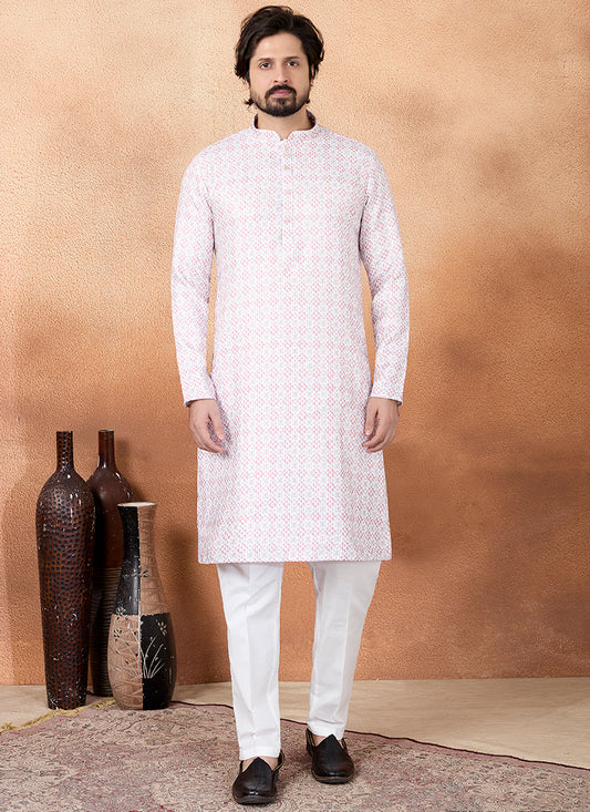 Pink Art Silk Pattern Pcs Festival Wear Readymade Kurta Pajama SW410185