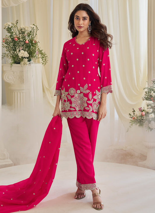 Pink Chinon Silk Embroidery Work Festival Wear Readymade Salwar Suit SW676583