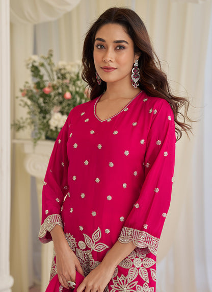 Pink Chinon Silk Embroidery Work Festival Wear Readymade Salwar Suit SW676583