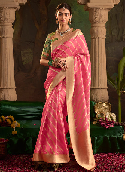 Pink Dola Silk Weaving Work Occasional Wear Saree SW268564