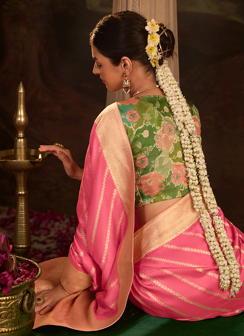 Pink Dola Silk Weaving Work Occasional Wear Saree SW268564