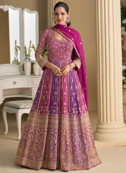 Pink Georgette Embroidery Work Occasional Wear Anarkali Suit SW672023