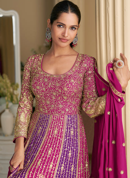 Pink Georgette Embroidery Work Occasional Wear Anarkali Suit SW672023