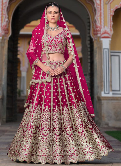 Pink Net Sequin Work Wedding Wear Lehenga Choli SW599016
