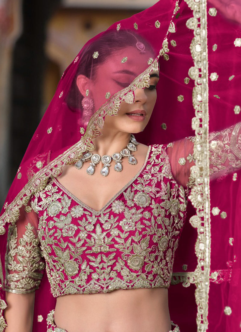 Pink Net Sequin Work Wedding Wear Lehenga Choli SW599016