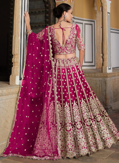 Pink Net Sequin Work Wedding Wear Lehenga Choli SW599016