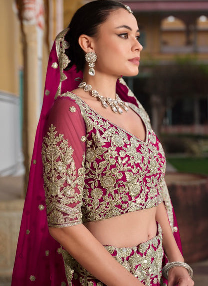 Pink Net Sequin Work Wedding Wear Lehenga Choli SW599016