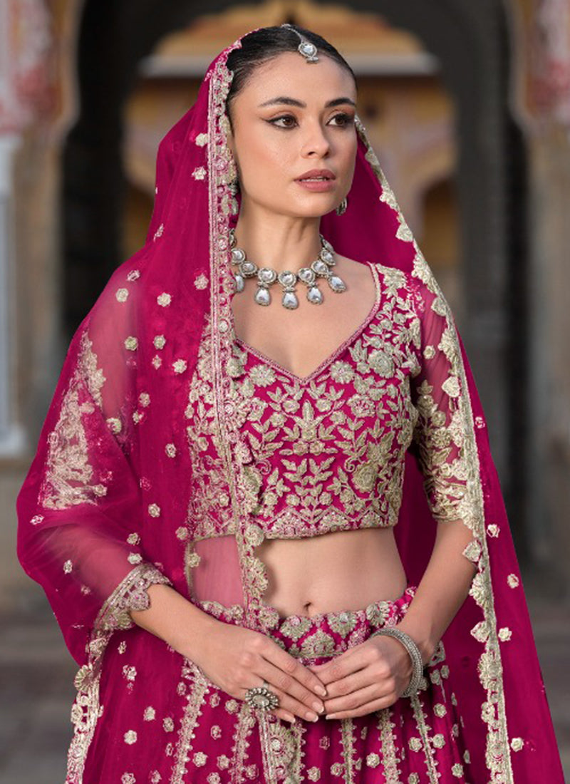Pink Net Sequin Work Wedding Wear Lehenga Choli SW599016
